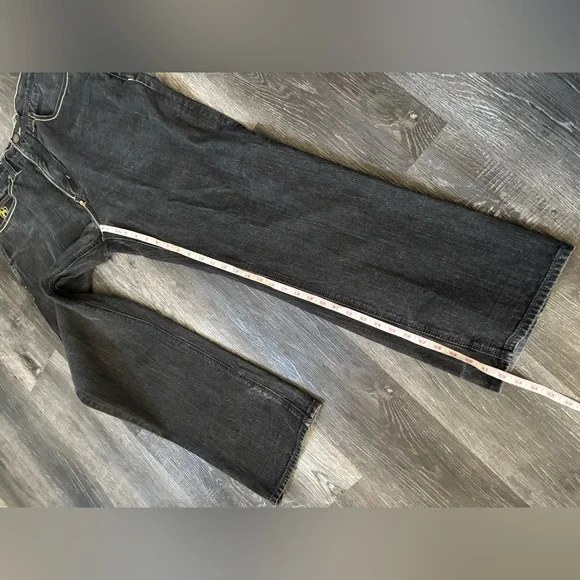 Eight 732 vintage denim embroidered baggy Y2K jeans gold blue oversized fit 36 - Picture 4 of 10